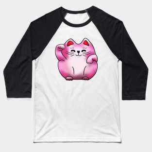 Right paw pink sitting maneki neko lucky cat Baseball T-Shirt